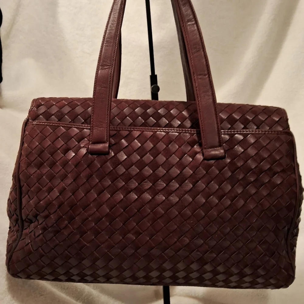 Bally Burgundy Woven Leather Satchel - Picture 3 of 11
